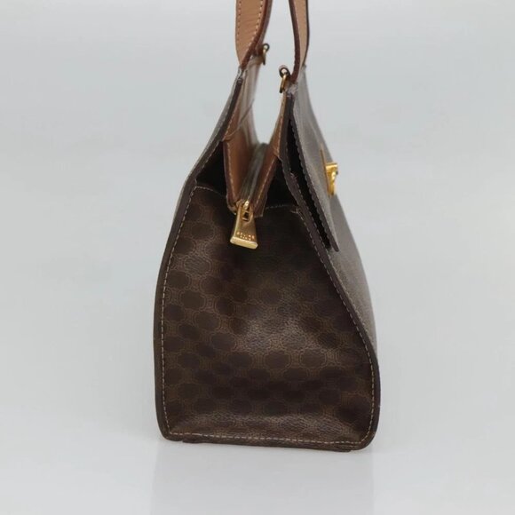 CELINE Macadam Canvas Hand Bag PVC Leather 2way Brown Gold Auth 123320 - Picture 4 of 15